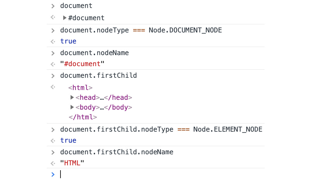 Figure 1.34: The html node is the first child of the document node