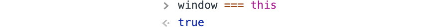 Figure 1.41: The global scope and default bind target in the browser is the window object