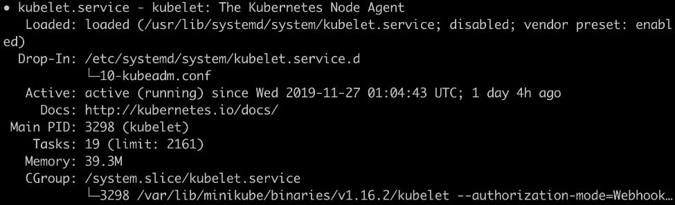 Figure 2.7: Status of kubelet
