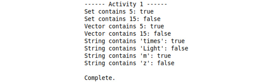 Figure 2B.36: Output from the successful implementation of contains
