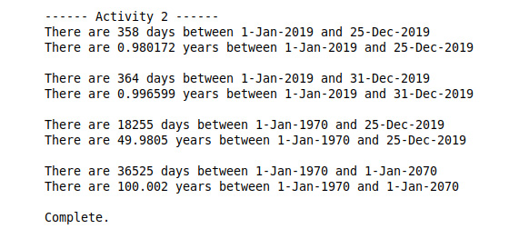 Figure 3.53: Output of successful Date sample application
