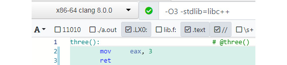 Figure 8.11: Assembly code generated with the new compiler
