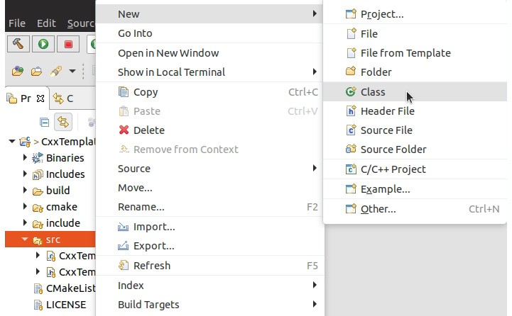Figure 1.16: Creating a new class
