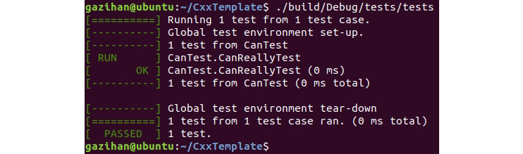 Figure 1.23: Running the tests executable
