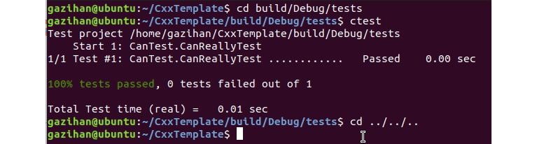 Figure 1.24: Running ctest
