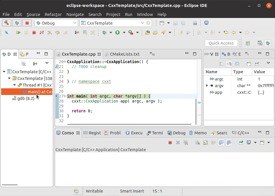 Figure 1.47: Eclipse debug screen