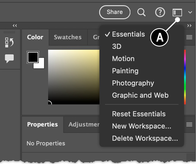 Figure 1.10: The Workspace Switcher menu