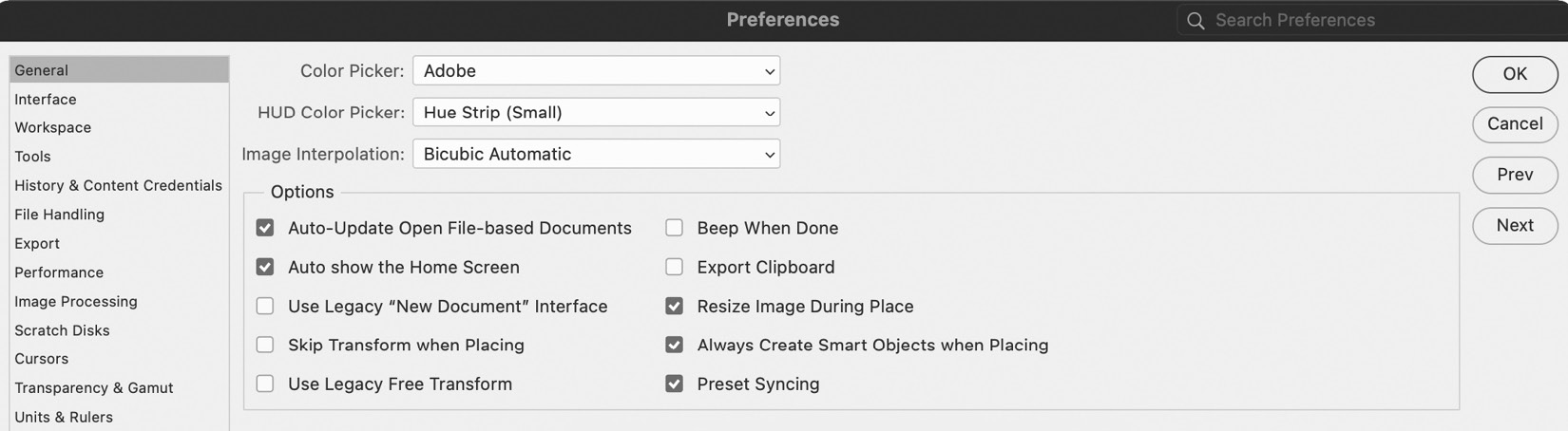 Figure 1.16: General preferences