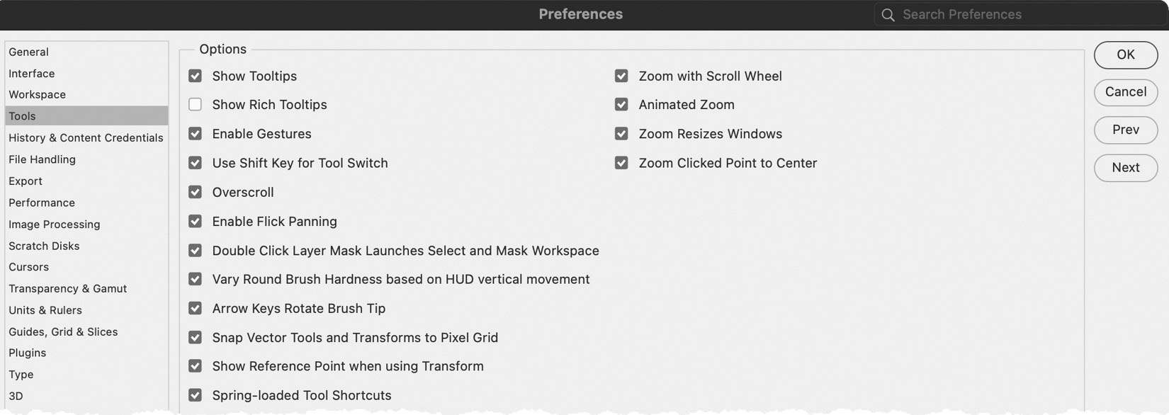 Figure 1.18: Tools preferences