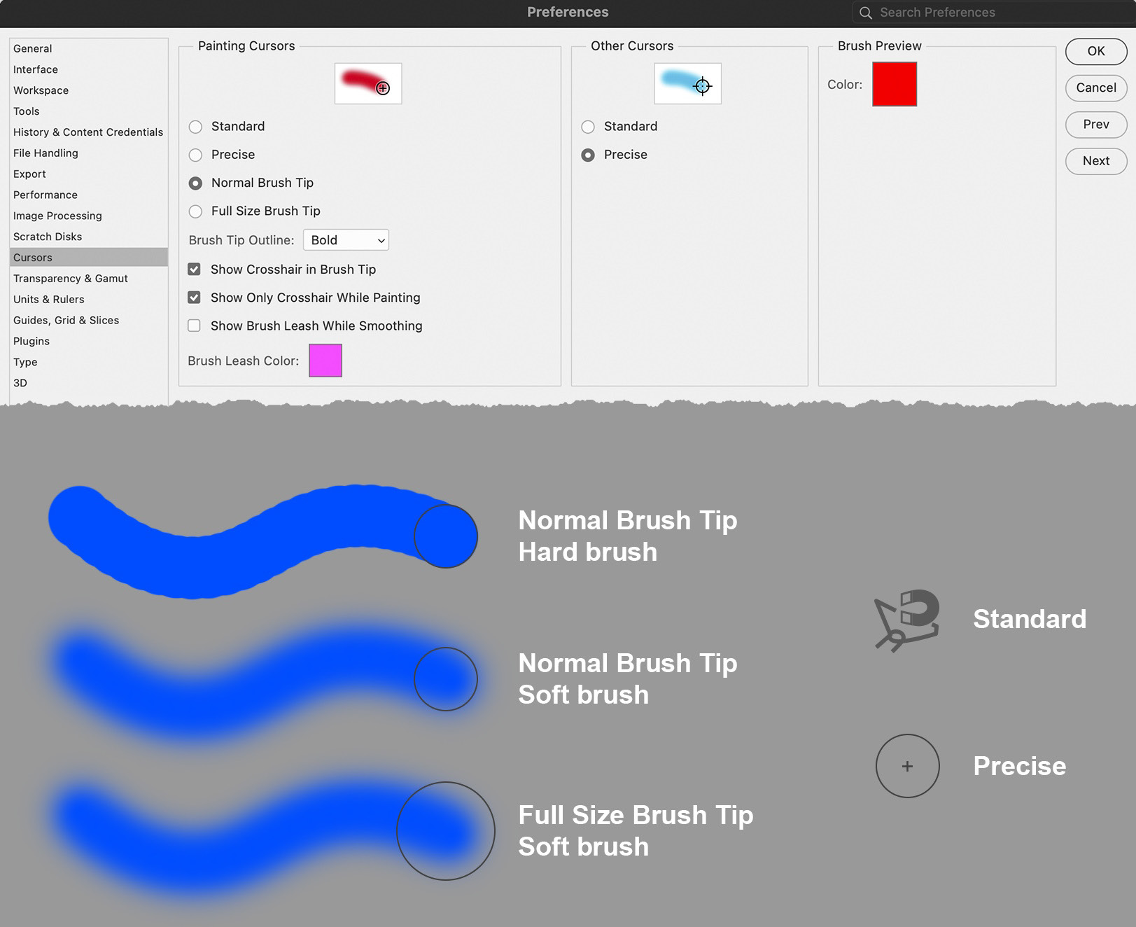 Figure 1.20: Cursors preferences