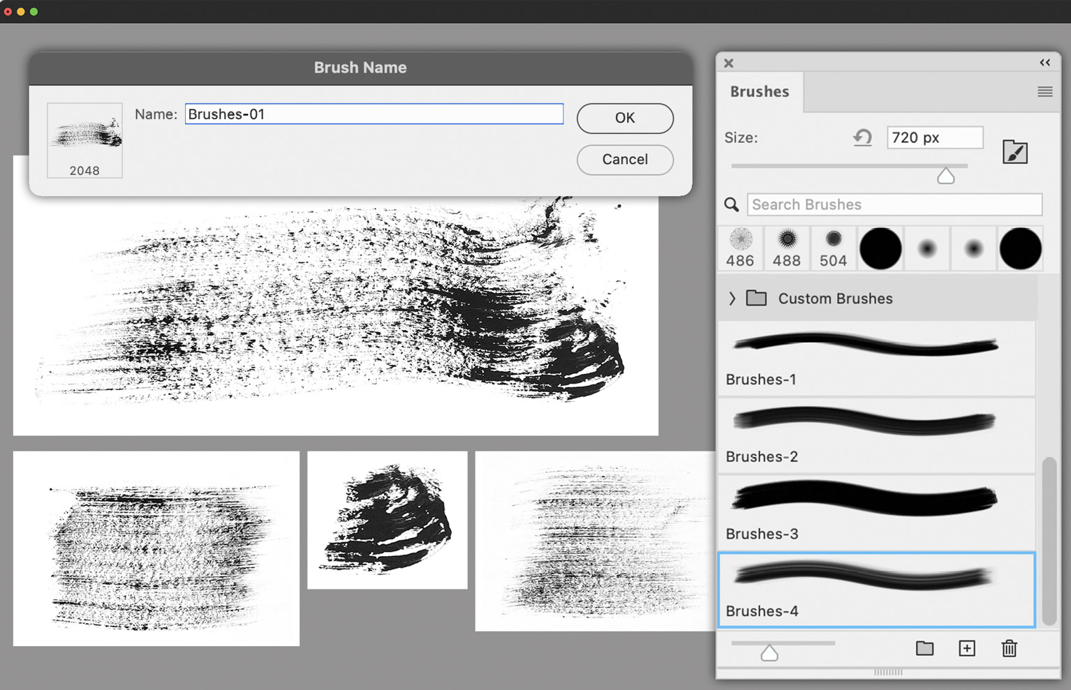 Figure 10.6: Saving real brush marks as digital brush tips in Photoshop