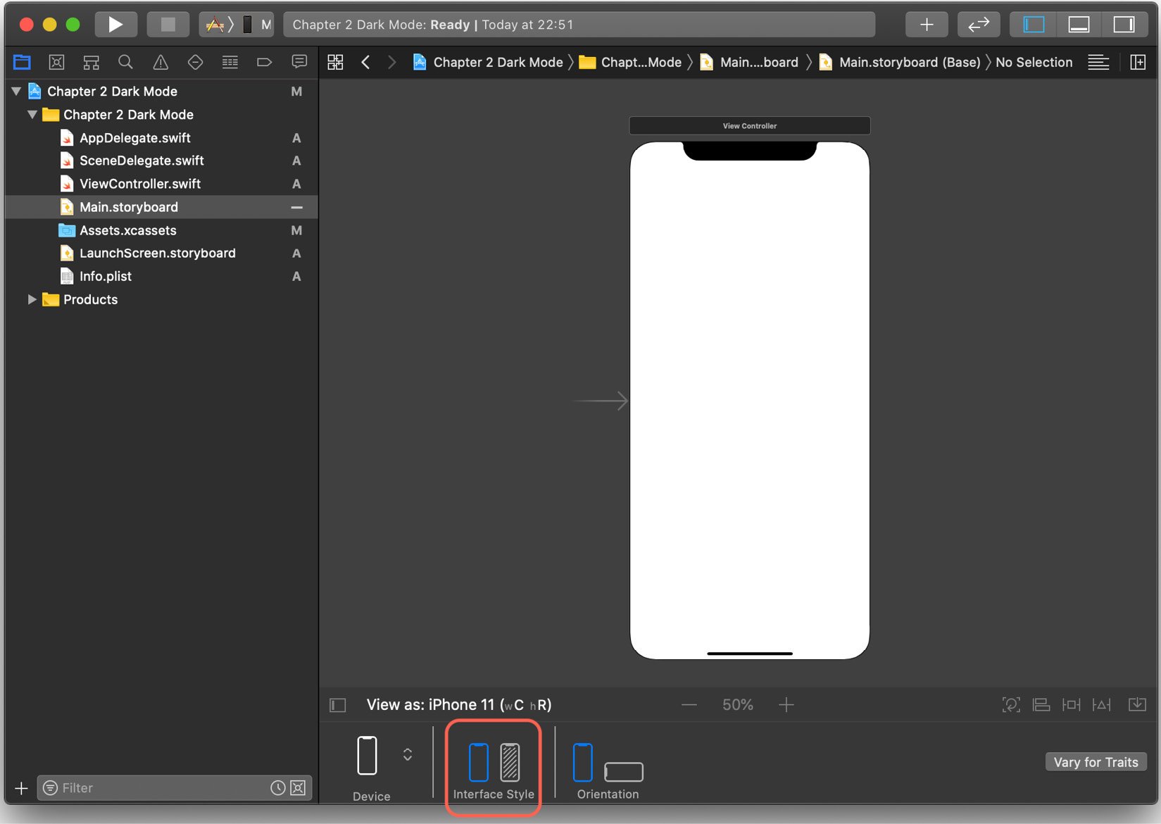 Figure 2.3 – Xcode interface style
