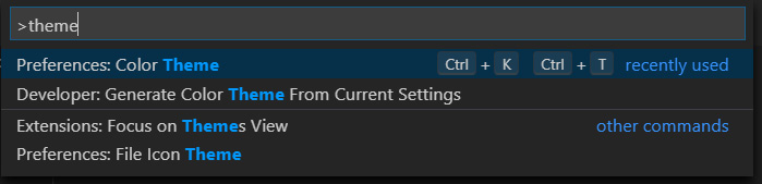 Figure 1.21 – Quick way to call a VS Code function using the command palette
