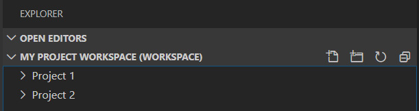 Figure 1.3 – Project folders part of workspace in the editor
