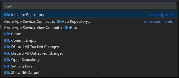 Figure 1.8 – Initialize Git repository using the command palette
