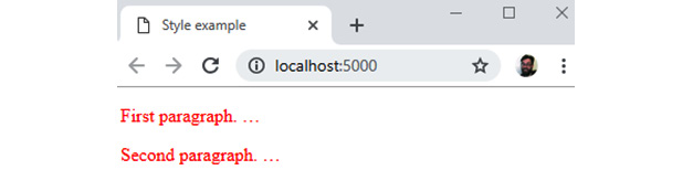Figure 1.18: Result of a CSS rule applied to <p> elements in HTML
