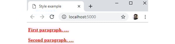 Figure 1.19: Several CSS declarations applied to <p> elements in HTML