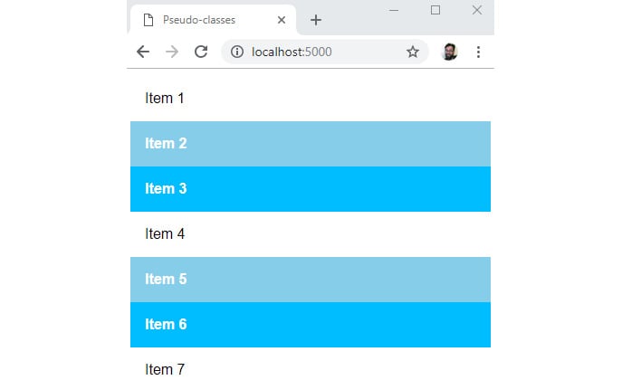 Figure 1.25: Using the :nth-child pseudo-class
