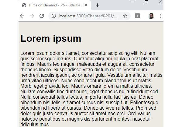 Figure 1.32: Expected output for styling the video store template page