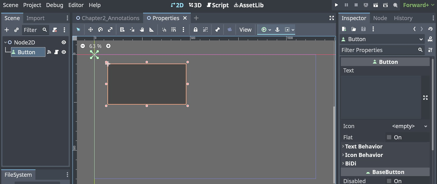 Figure 2.2 – Creating a Button node
