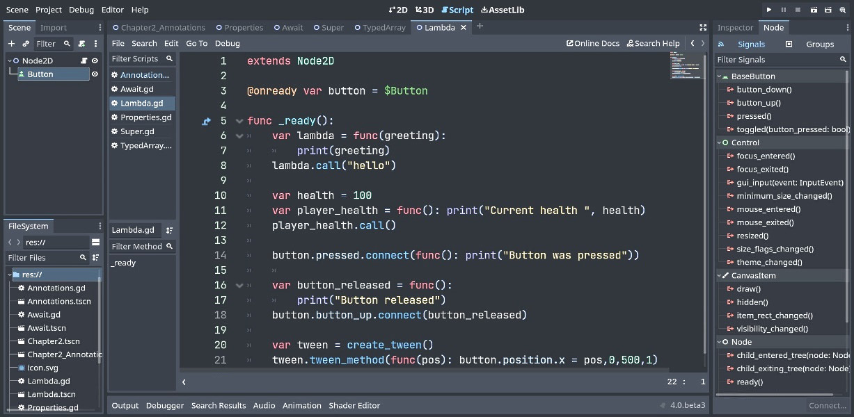 Figure 2.9 – Lambda code (GDScript for steps 3–10)
