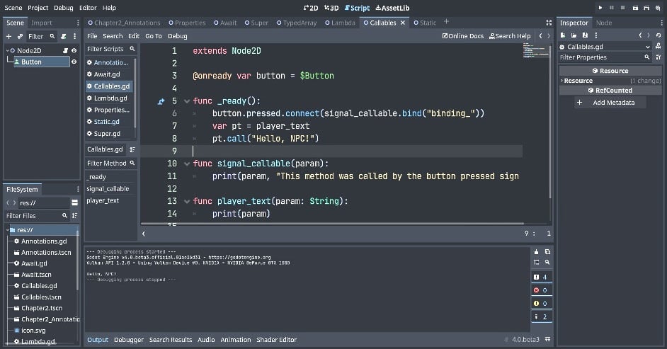 Figure 2.13 – Using .call() with a variable of the function (code for steps 10–13)