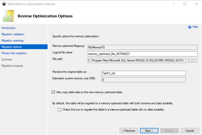 Figure 1.9: Review Optimization options