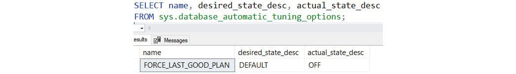 Figure 1.21: Verifying the status of automatic tuning on the database
