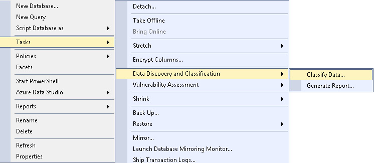 Figure 2.23: Accessing the Classify Data option from the menu