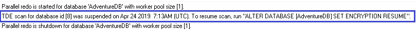 Figure 2.18: Error log with the RESUME command
