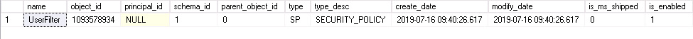 Figure 2.45: Output of a security_policies query

