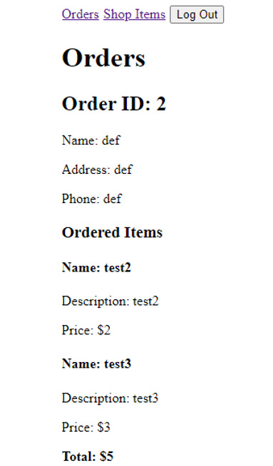 Figure 7.3 – Orders page: admin view