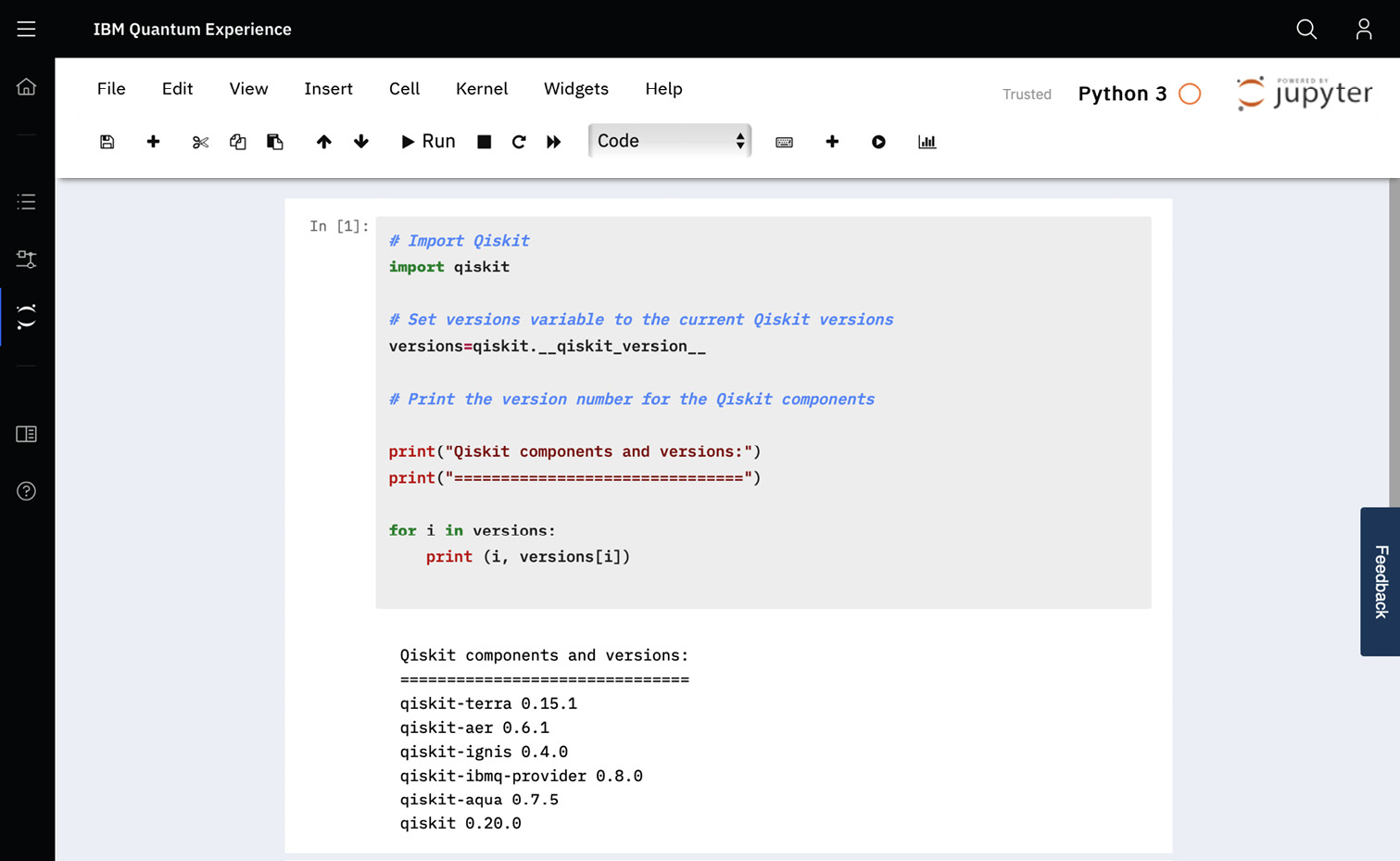 Figure 1.3 – Running your Qiskit® code on IBM Quantum Experience®
