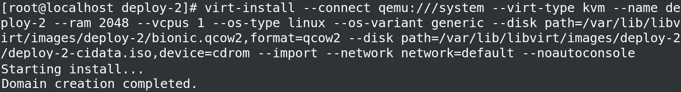 Figure 9.17 – Deploying our second virtual machine with cloud-init