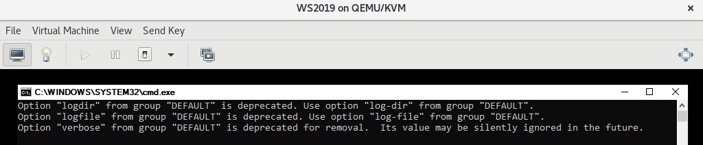 Figure 10.4 – cloudbase-init complaining about its own default configuration file options