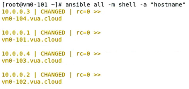 Figure 11.19 – Using Ansible to explicitly execute a specific command on Ansible targets