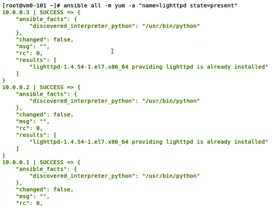 Figure 11.22 – Using Ansible to check the service state after service installation
