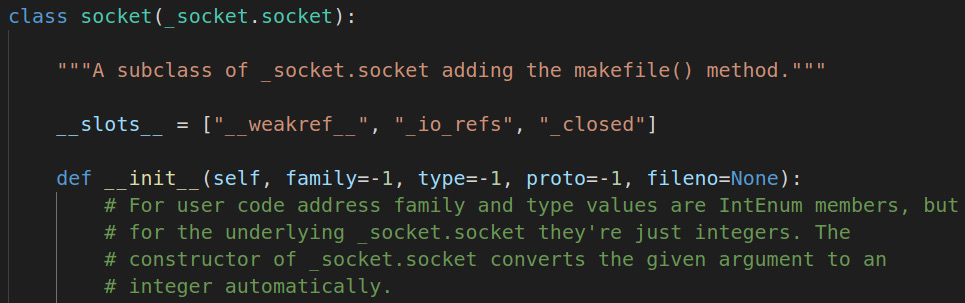 Figure 6.1 – Socket class constructor