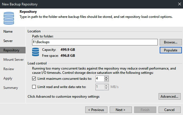 Figure 1.14 – Repository task limit
