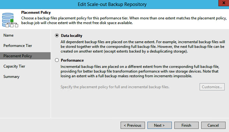 Figure 1.16 – Placement policy options for the scale-out repository
