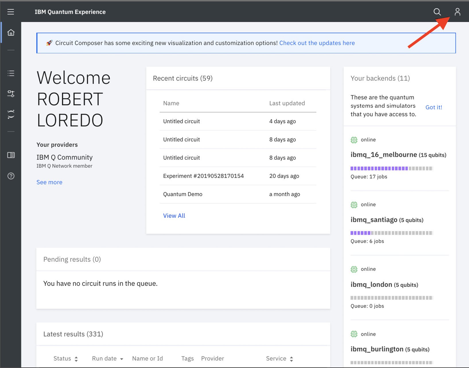 Figure 1.2 – The IBM Quantum Experience home page
