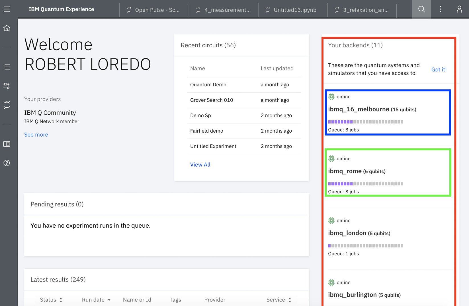 Figure 1.3 – Provisioned backend simulators and devices
