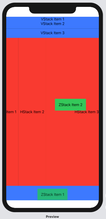 Figure 1.3 – VStack, HStack, and ZStack
