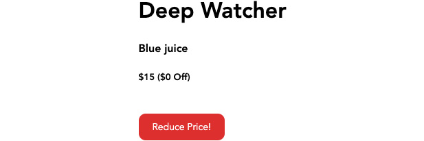 Figure 2.6: Screen displaying the reduced price of Blue juice
