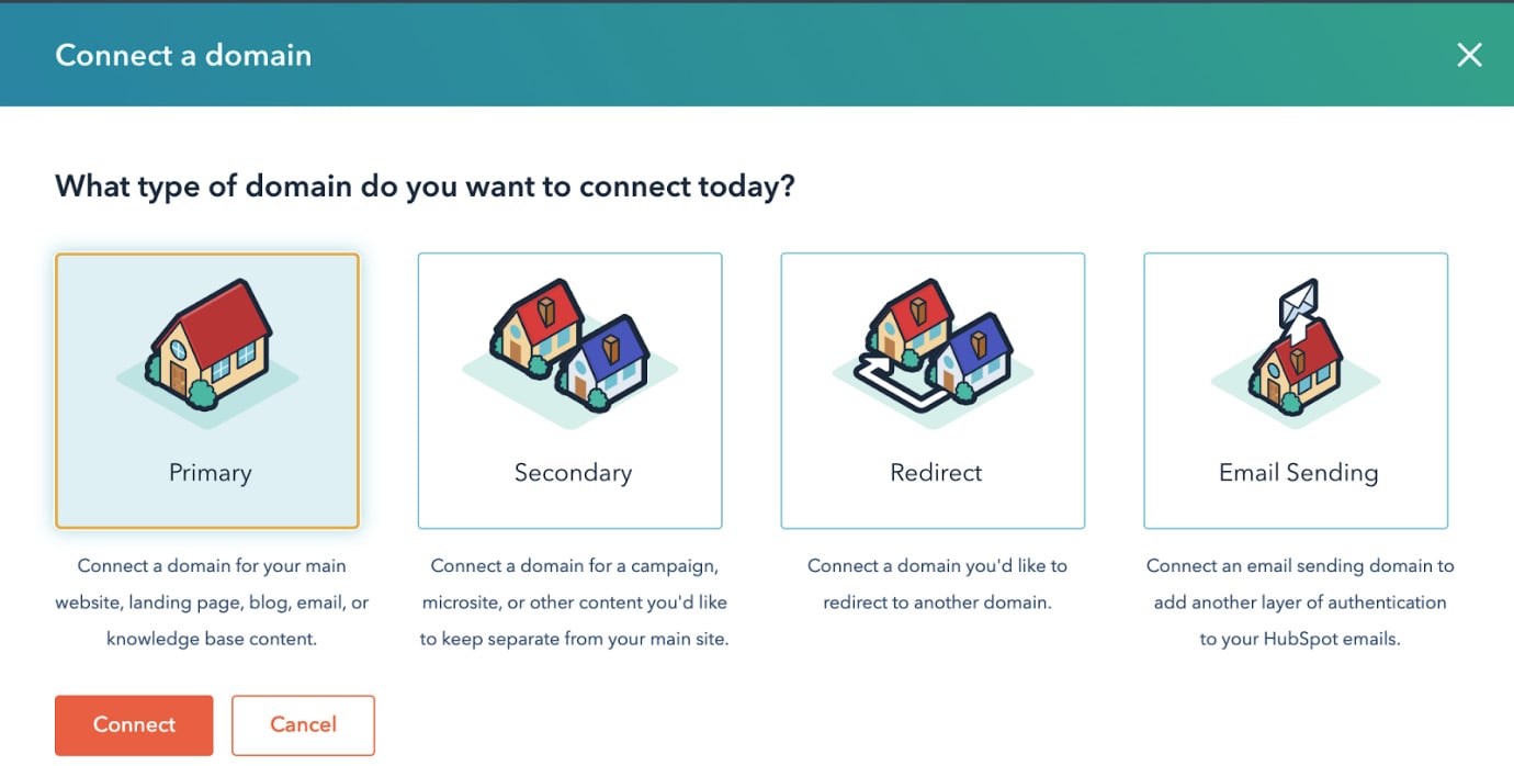 Figure 1.7 – Connect a domain screen
