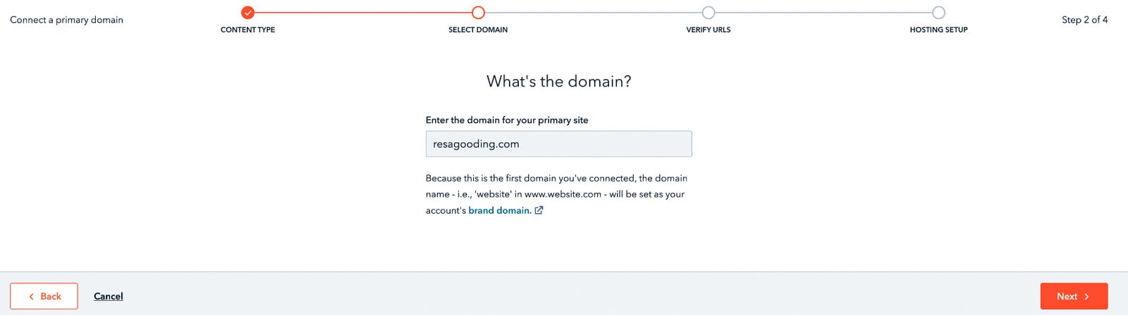 Figure 1.9 – Entering your root domain
