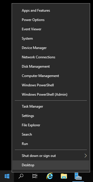 Figure 1.6 – The right-click menu for the Windows Start button 
