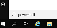 Figure 1.7 – Using search to open PowerShell on the taskbar
