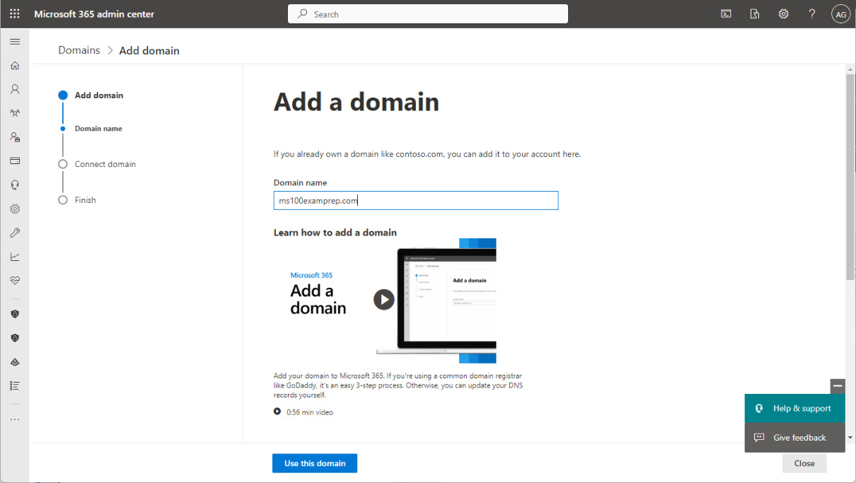 Figure 1.6 – Add a domain page