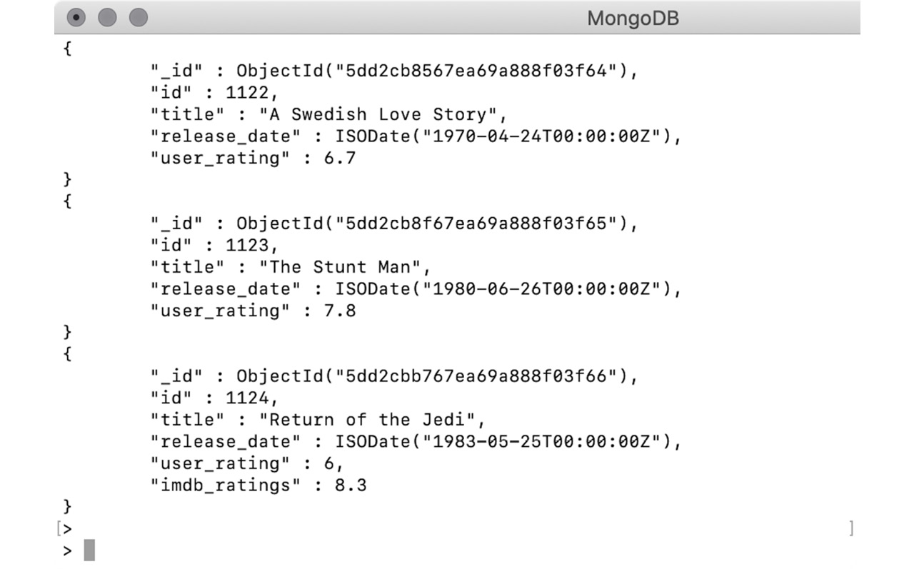Figure 2.3: Result for imdb_ratings for the movies collection
